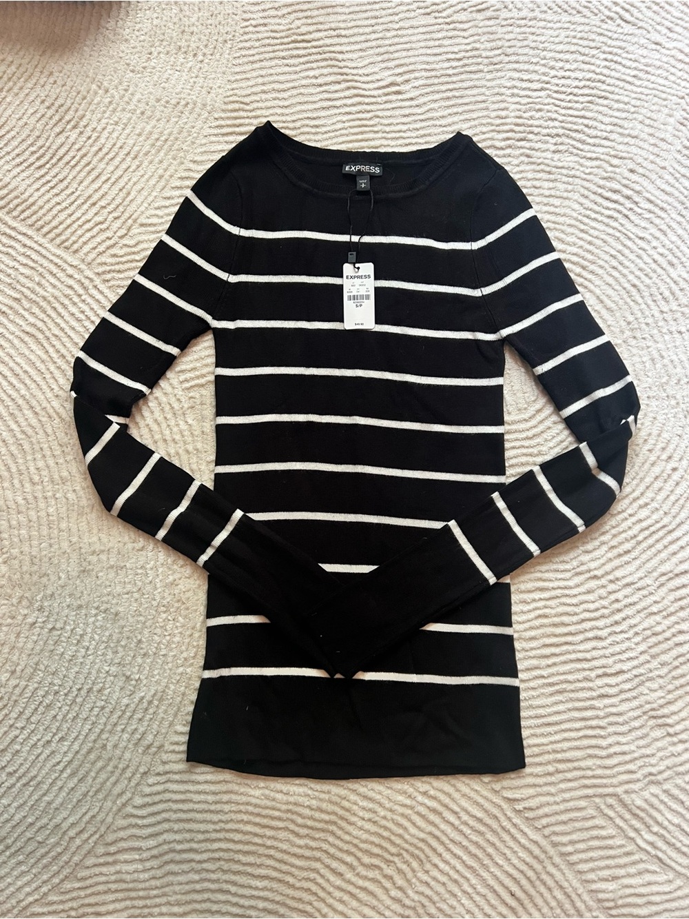 Express Black and White Striped Knit Top